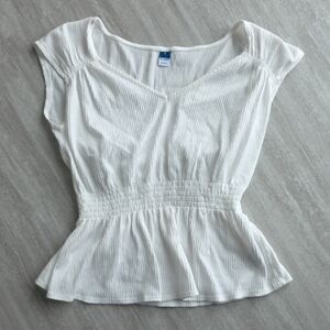 Old Navy White Women’s Peplum Short-Sleeve Top